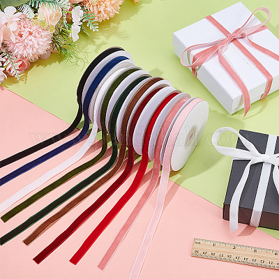 10 рулон двухцветной односторонней бархатной ленты OCOR-WR0001-84-1