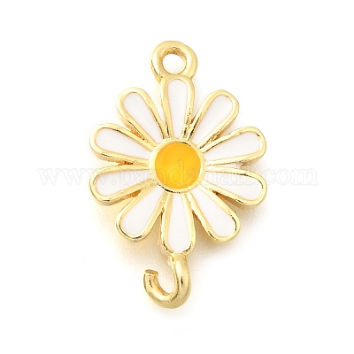 Подвески-соединители в виде цветков из латуни с эмалью KK-C121-04G-01-1