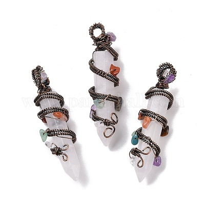 Большие остроконечные подвески из натуральных и синтетических драгоценных камней G-H274-05R-1