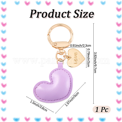 1шт брелок в форме сердца из искусственной кожи KEYC-CL0001-14B-1