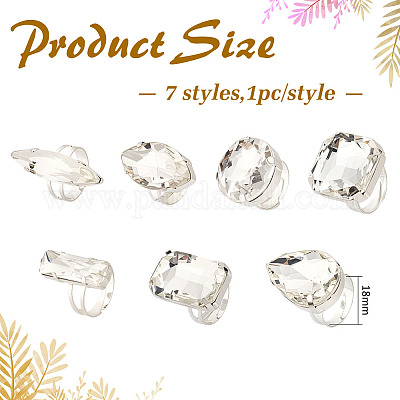 1 упаковка женских перстней со стразами RJEW-ME0001-04-1