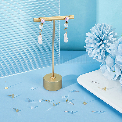 320 шт. 4 плоских круглых латунных серег-гвоздиков KK-UN0001-69-1