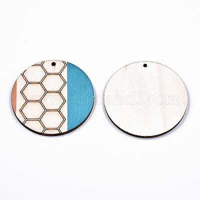 Кулоны из натурального тополя с принтом WOOD-S045-132-1