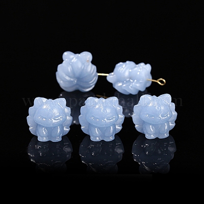 天然エンジェライト彫刻ビーズ 九尾の狐 17x16mmの通販 - PandaHall