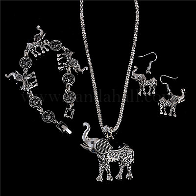 Ожерелье из сплава слона и синтетической бирюзы с подвеской FS-WG41C85-02-1