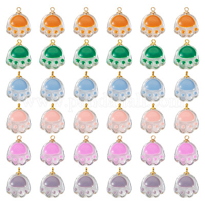 36шт 6 цвета прозрачные стеклянные подвески FIND-TA0002-04-1