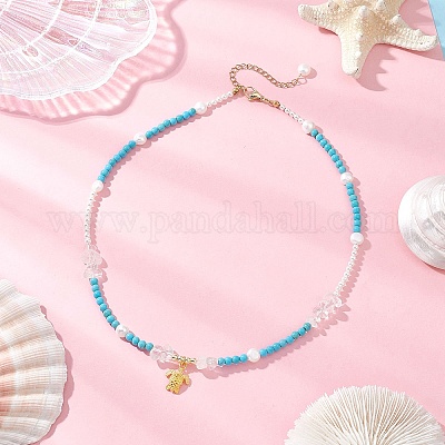 Летние ожерелья из сплава с подвеской в виде черепахи NJEW-JN05333-1