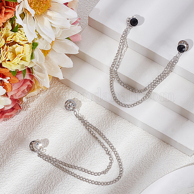 2 шт. 2-цветные плоские круглые булавки со стразами из цинкового сплава&nbsp;JEWB-CP0001-51-1