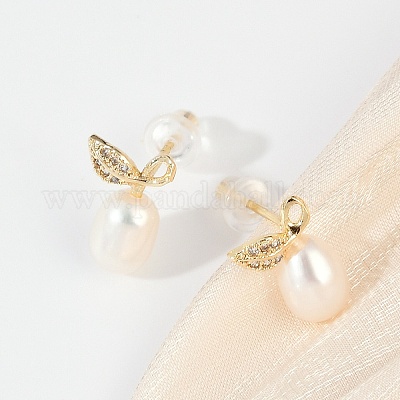 Серьги-гвоздики из листовой латуни с прозрачным кубическим цирконием KK-D301-16G-1