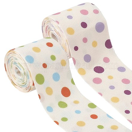 4м 2-х цветная шелковая лента с узором в горошек повязка на голову&nbsp;AJEW-DJ0005-70-1