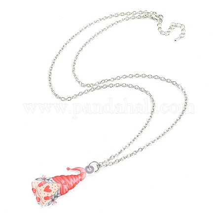 Valentine's Day Acrylic Pendant Necklace with Zinc Alloy Chains NJEW-D049-01B-P-1