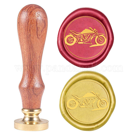 SUPERDANT 25mm Wax Seal Stamp Motorcycle Pattern Vintage Seal Stamp Brass Head Wooden Handle Seal Stamp for Envelope Invitation Gift Wrapping Greeting Card Envelope Invitation AJEW-WH0131-391-1