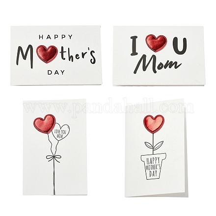 4 шт. 4 поздравительные открытки из крафт-бумаги в разных стилях AJEW-FS0001-29-1