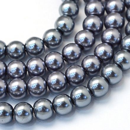 Backen gemalt pearlized Glasperlen runden Perle Stränge X-HY-Q330-8mm-12-1