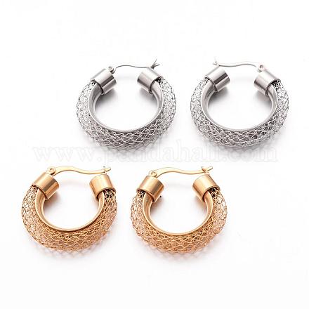 304 Stainless Steel Hoop Earrings EJEW-K040-02-A-1