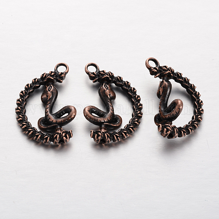 Tibetan Style Alloy Snake Pendants TIBEP-JC1153-R-NF-1
