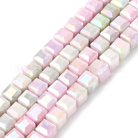 Гальванические непрозрачные стеклянные бусины EGLA-U004-02B-1