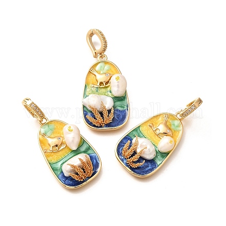 Подвески из латуни с микропаве из циркония KK-R212-03G-02-1