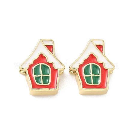 Рождественские латунные эмалевые бусины KK-I474-G17-1