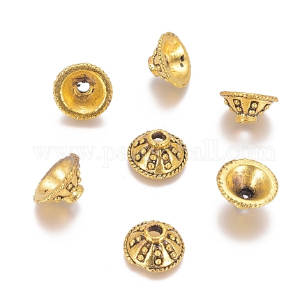Apétales style tibétain cônes en alliage de perles X-TIBE-0531-AG-RS-1