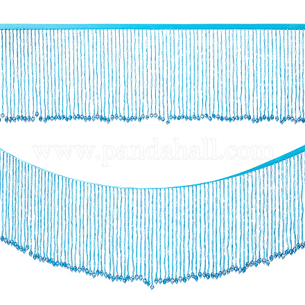 1 ярд полиэстеровой кружевной ленты с кисточкой из стеклянных бусин OCOR-NB0002-13A-1
