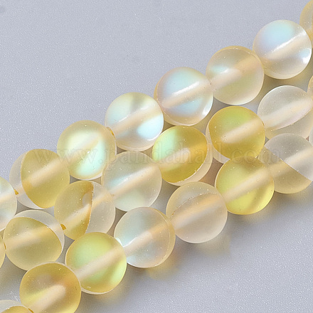 Chapelets de perles en pierre de lune synthétique G-S283-10mm-14-1
