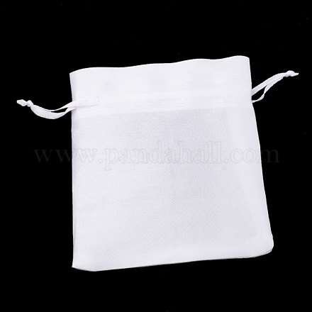 ポリエステルパッキングポーチバッグ  巾着袋  長方形  ホワイト  20x15cm ABAG-T005-03-1