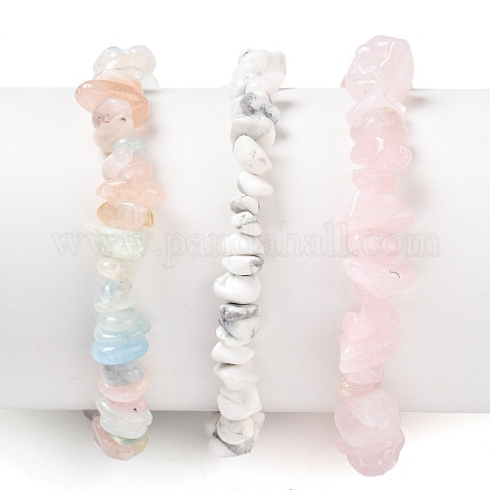 Наборы стрейч-браслетов из натурального розового кварца BJEW-JB05332-04-1