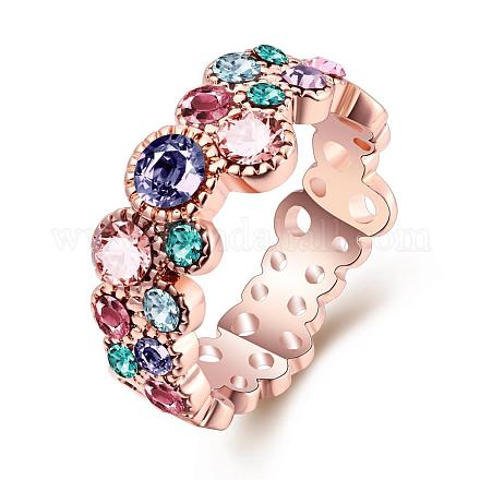 Agraciado latón coloridos anillos de dedo del rhinestone checo para las mujeres RJEW-BB02271-7A-1