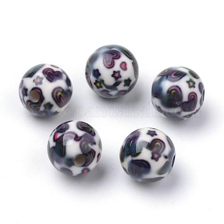 Perles acryliques imprimés opaques MACR-S271-10mm-11-1