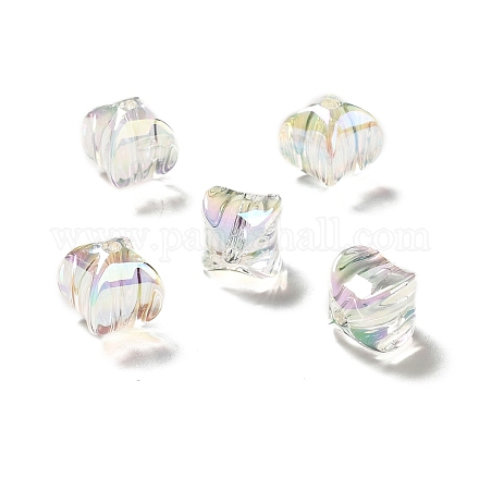 Perles acryliques irisées arc-en-ciel à placage uv bicolore TACR-D010-04G-1