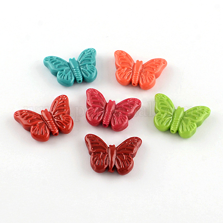 Dyed Butterfly Synthetical Coral Beads CORA-R011-13-1
