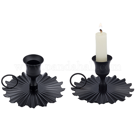 FINGERINSPIRE Metal Candle Holders Set of 2 Matte Black Iron Candle Holder Retro Handheld Decorative Candlestick Candlesticks Holder for Church Festival Home Decorations AJEW-WH0241-48-1