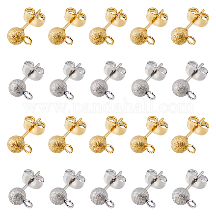 40 шт. 2-х цветная фурнитура для сережек-гвоздиков из нержавеющей стали 304 STAS-UN0044-44-1