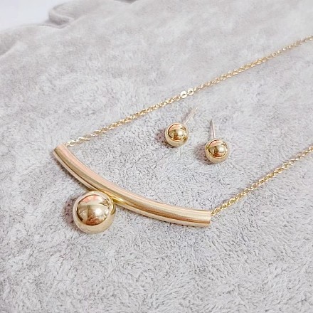 Круглые серьги-гвоздики из нержавеющей стали 304 и комплекты ожерелий с подвесками FS-WG95951-17-1