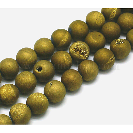 Electroplate agata naturale rotonde fili di perle G-M171-12mm-03-1