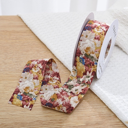 Rubans en polyester à imprimé floral double face de 10 mètre PW-WG74490-01-1