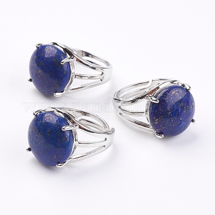 Lapis naturali regolabili anelli di barretta lazuli X-RJEW-F075-01L-1