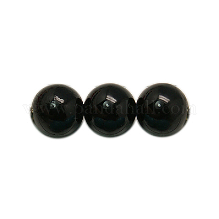 Cuentas sintéticas piedras negras hebras X-G-H1628-14mm-1-1