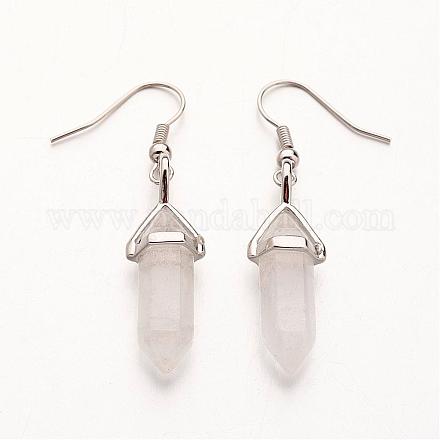 Boucles d'oreilles avec pendentif de cristal en quartz naturel EJEW-G190-07-1