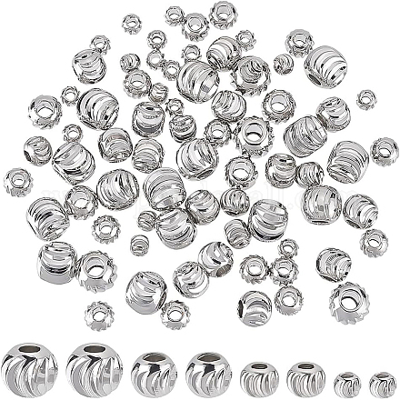 Benecreat 80 pièces 4 tailles de véritables perles d'espacement plaquées platine KK-BC0008-89-1