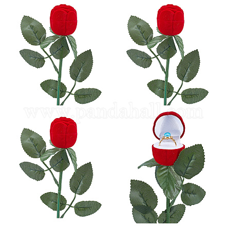 Delorigin floccaggio scatole per anelli a rosa in plastica CON-DR0001-02-1