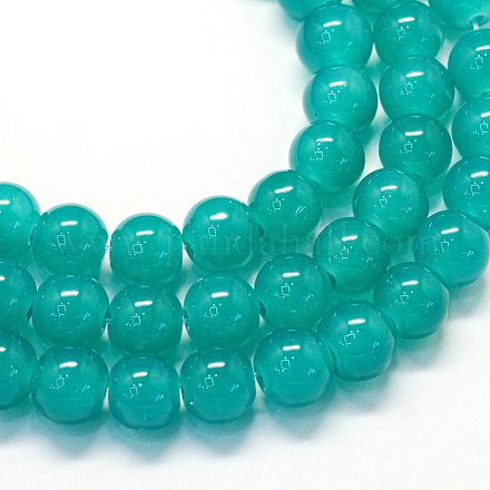 Backen gemalt Nachahmung Jade Glas runden Perle Stränge X-DGLA-Q021-8mm-07-1