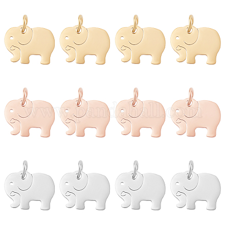 DICOSMETIC 18Pcs 3 Colors Stainless Steel Animal Pendants Elephant Jewelry Making Pendant Charms in Golden and Rose Gold Color for Jewelry Making Crafts DIY Hole: 3mm STAS-DC0006-34-1