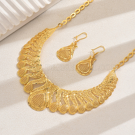 Комплекты из полых латунных серег и ожерелий в форме слезы для женщин RH0213-1