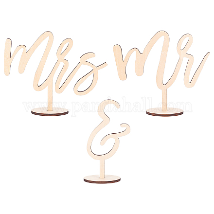 Ensemble de signalisation de mariage en bois Mr & Mrs Sign DIY-WH0292-84-1