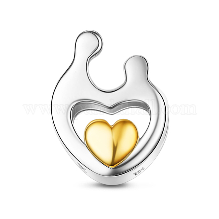 TINYSAND 925 Sterling Silver Hand in Hand Heart Charm European Beads TS-C-174-1