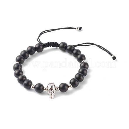 Perline di legno naturale braccialetti di perline intrecciate con filo di nylon BJEW-JB06363-01-1