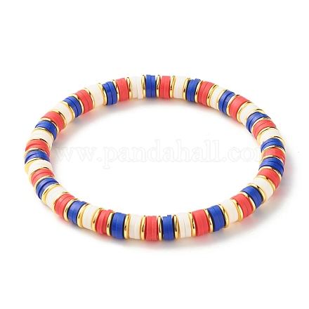 Bracelets élastiques faits à la main de perles heishi en pâte polymère BJEW-JB07309-1