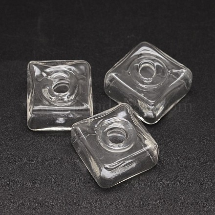 Square Handmade Blown Glass Beads GLAA-L007-23-1